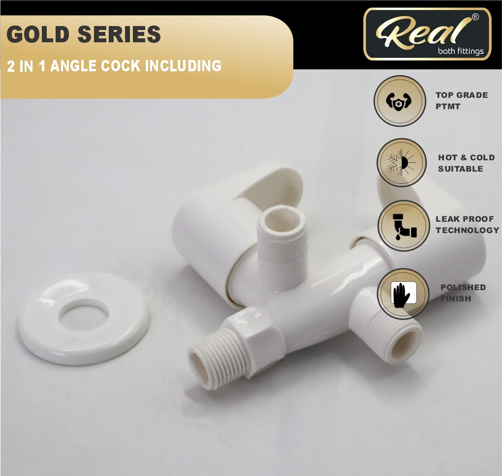 Real PTMT 2-in-1 Angle Cock with Flange Gold Series
