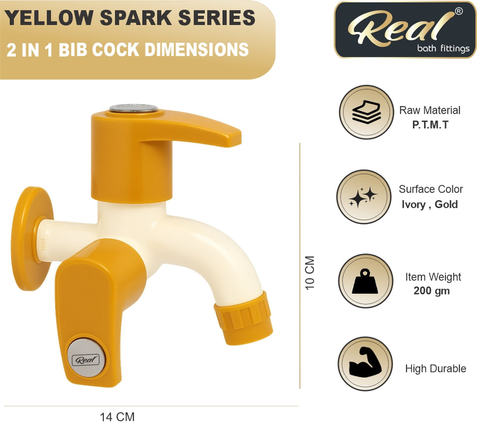 Real PTMT 2-in-1 Bib Cock with Flange Spark Series