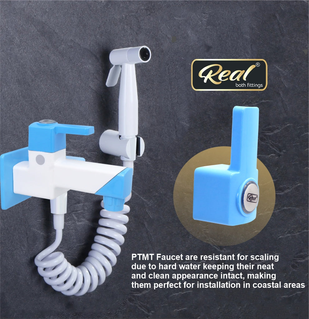 Real PTMT 2 In 1 Bib Cock Tap with Flange Smart Square 45 Degree Angle