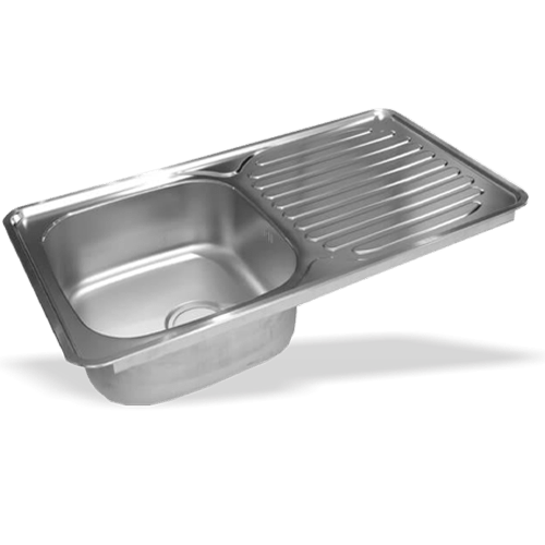 Realbath 45"x20"x9" Single Bowl Drain Board Compaq Stainless Steel Kitchen Sink – Sleek & Durable with Glossy Finish & PVC Coupling