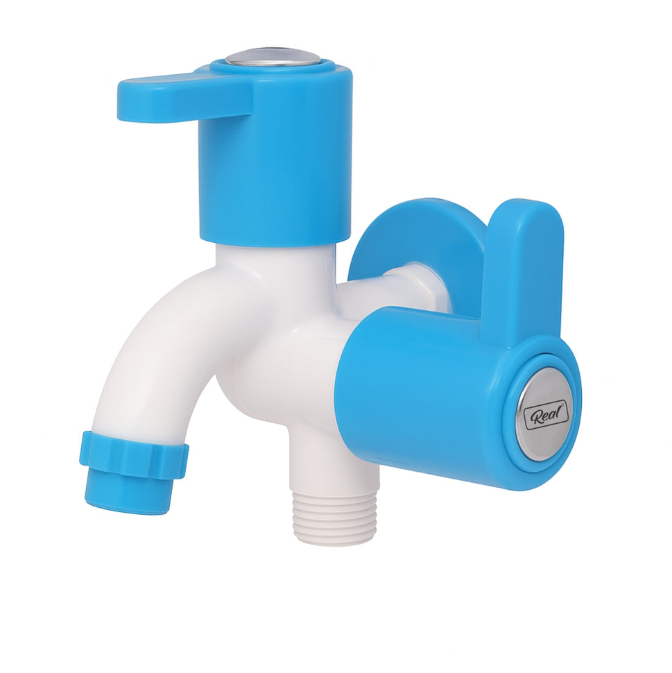 RealBath 2-in-1 Bib Cock with Flange | Dual-Function Water Tap for Bathroom & Kitchen