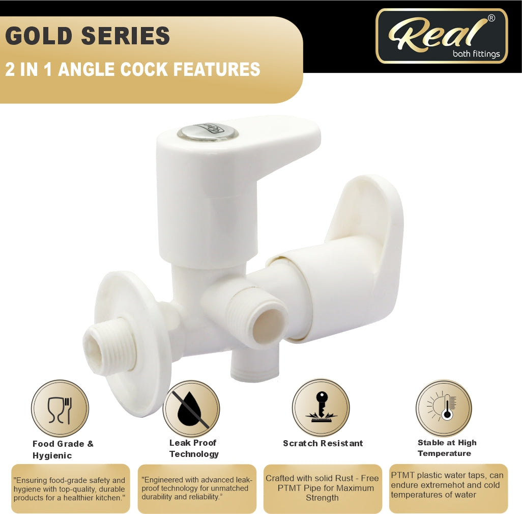 Real PTMT  2-in-1 Angle Cock with Flange Gold Series