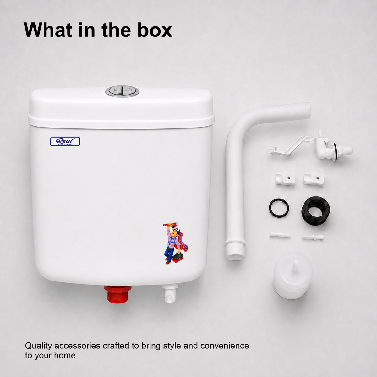 Realbath Apple Centerpush Flushing Cistern for Toilet with 8 Ltr Water Capacity/Flushing Cistern for Bathroom/Polypropylene Toilet Flush Tank