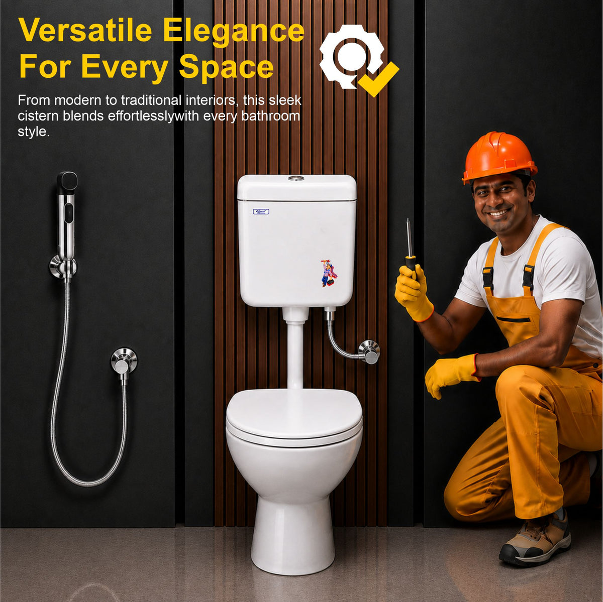 Realbath Apple Centerpush Flushing Cistern for Toilet with 8 Ltr Water Capacity/Flushing Cistern for Bathroom/Polypropylene Toilet Flush Tank