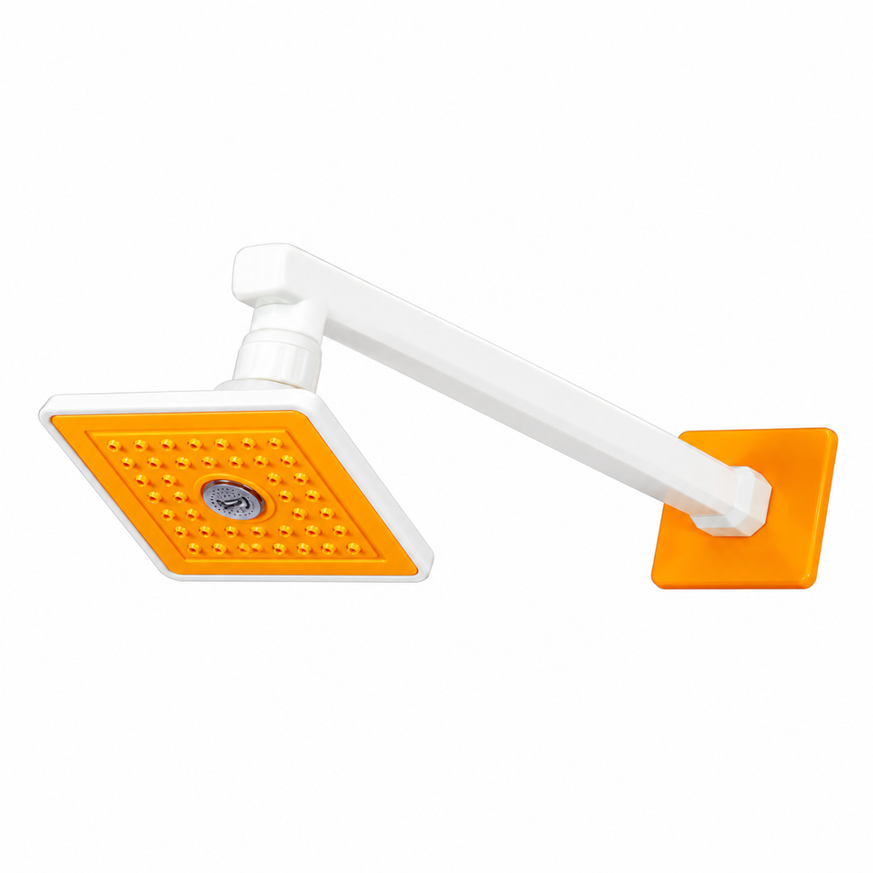 Realbath Over Head Shower  (4 inches) Ultra Slim with Arm Square, Bath Shower Head Set, Pressure Rain Shower Head (Yellow) Pack of 1
