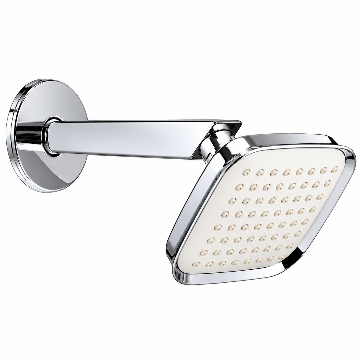 Realbath Square Hver Head Shower (4 inches) Ultra Slim with Arm Square, Bath Shower Head Set, Pressure Rain Shower Head ( Silver ) Pack of 1