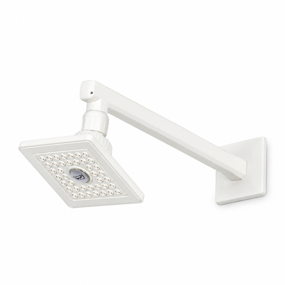 Realbath Over Head Shower  (4 inches) Ultra Slim with Arm Square, Bath Shower Head Set, Pressure Rain Shower Head (Ivery) Pack of 1