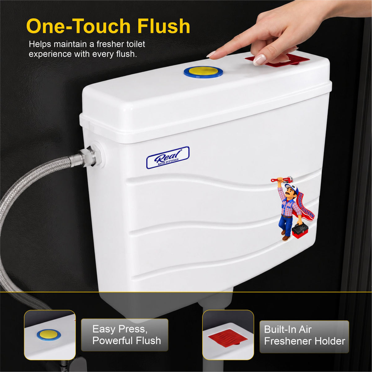 RealBath UltraFlow Mechanical Concealed Cistern for Wall-Hung Toilets | Silent & Powerful Flush Tank