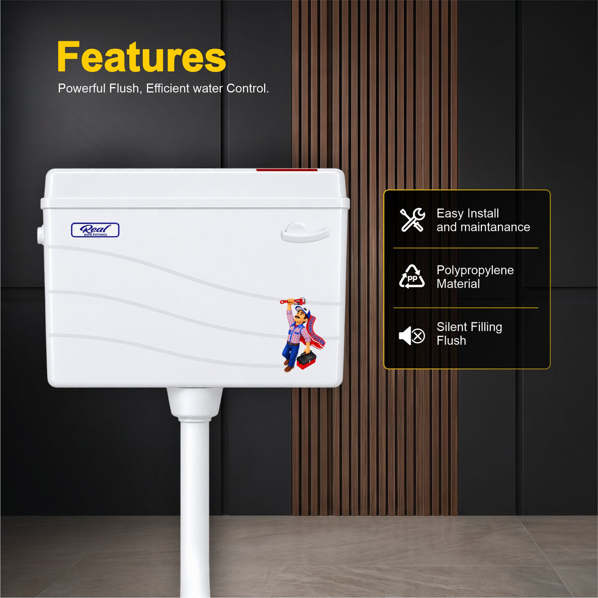 RealBath UltraFlow Mechanical Concealed Cistern for Wall-Hung Toilets | Silent & Powerful Flush Tank