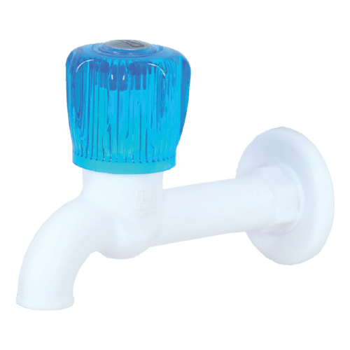Real PTMT Long Body Bib Cock with Flange Crystal Series