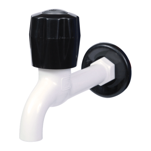 Real PTMT Long Body Bib Cock with Flange Black Series