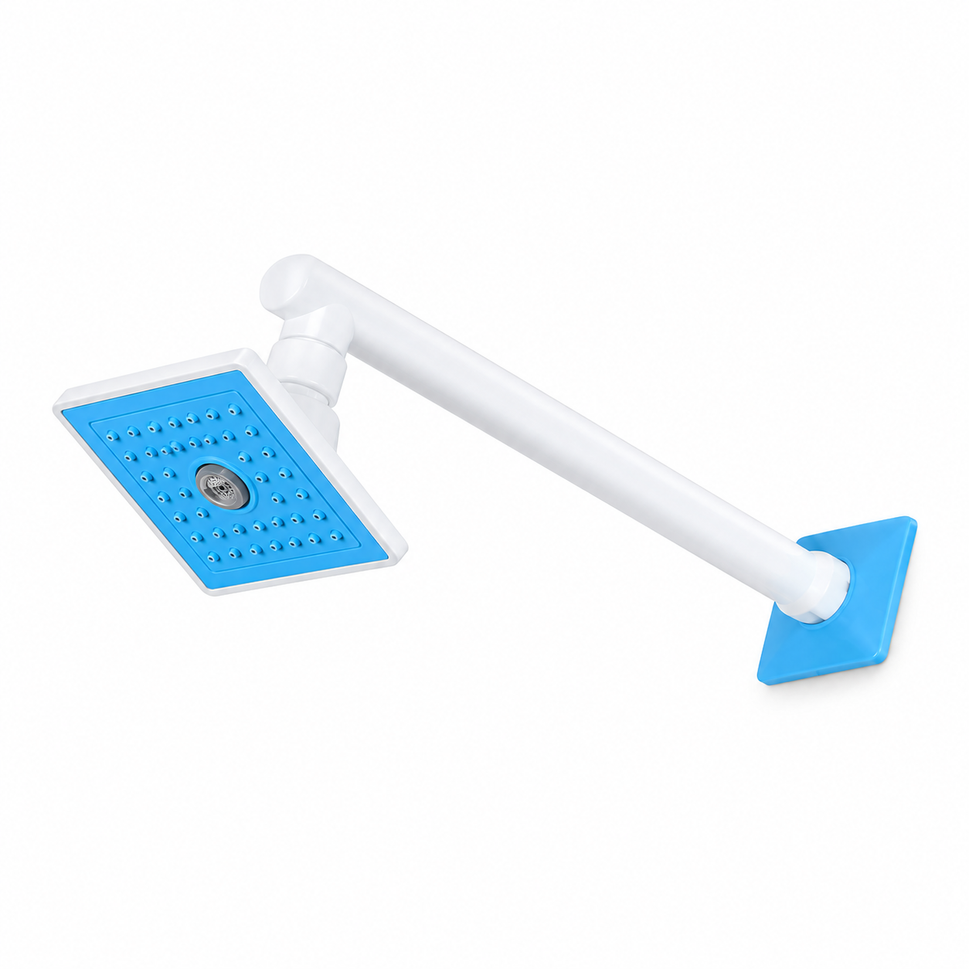 Realbath Over Head Shower  (4 inches) Ultra Slim with Arm Square, Bath Shower Head Set, Pressure Rain Shower Head (Blue) Pack of 1