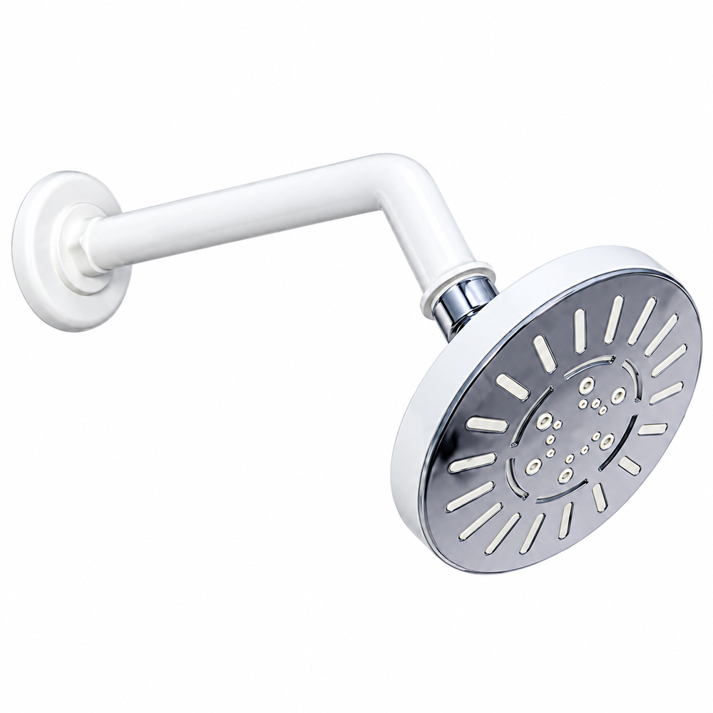 Realbath Square Over Head Shower (4 inches) Ultra Slim with Arm Square, Bath Shower Head Set, Pressure Rain Shower Head ( White ) Pack of 1