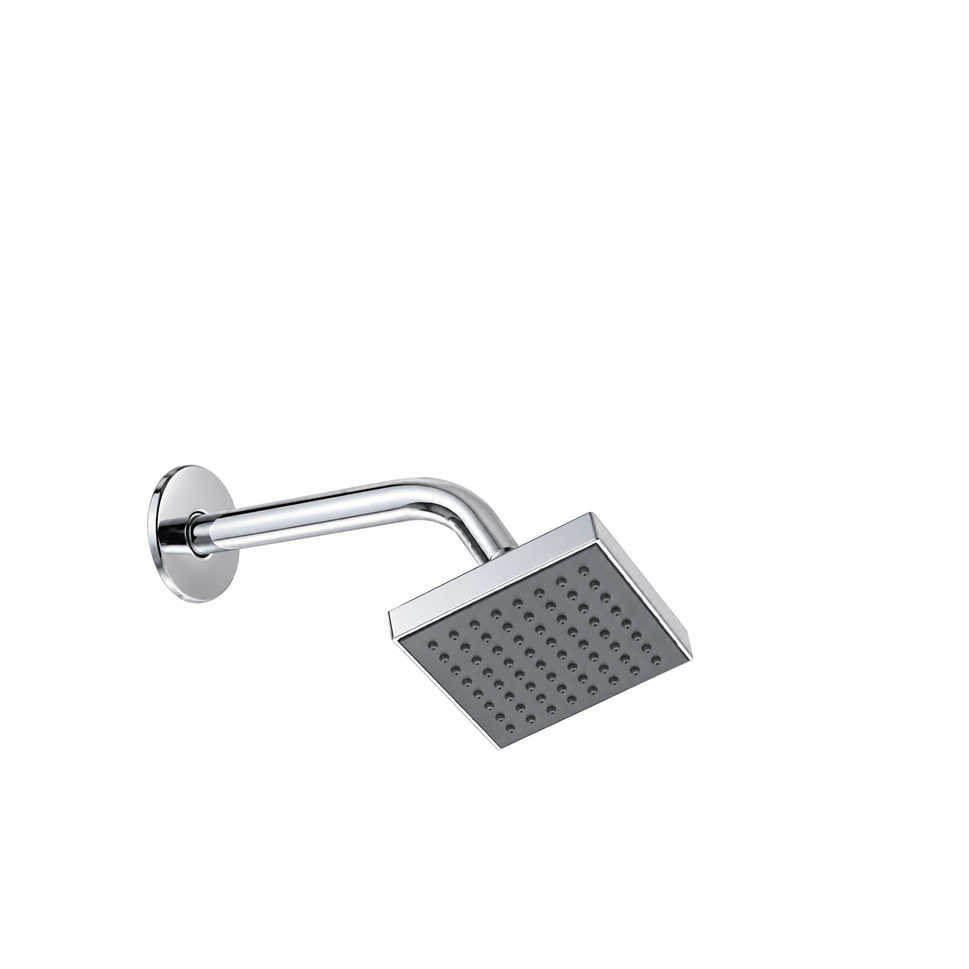 Realbath Over Head Shower  (6 inches) Ultra Slim with Arm Square, Bath Shower Head Set, Pressure Rain Shower Head ( Silver ) Pack of 1