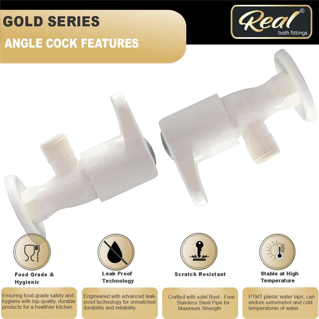 Real PTMT Angle Cock with Flange Gold Series