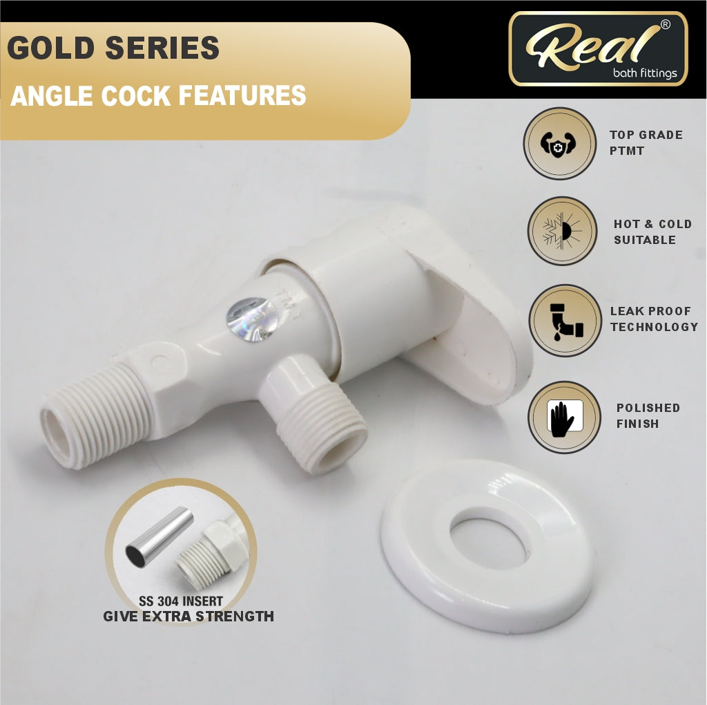 Real PTMT Angle Cock with Flange Gold Series