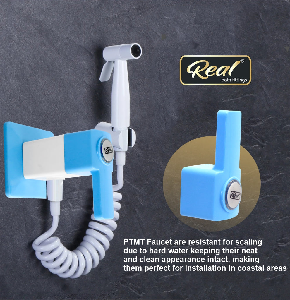Real PTMT Angle Cock Tap with Flange Smart Square 45 Degree Angle