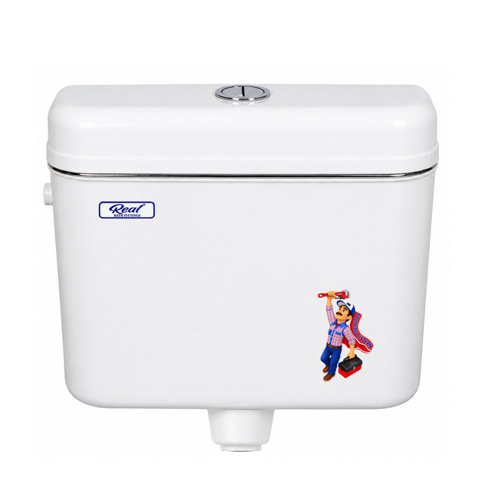 Realbath Compaq Center Push Cistern for Toilet with 10 Ltr Water Capacity/Flushing Cistern for Bathroom/Polypropylene Toilet Flush Tank