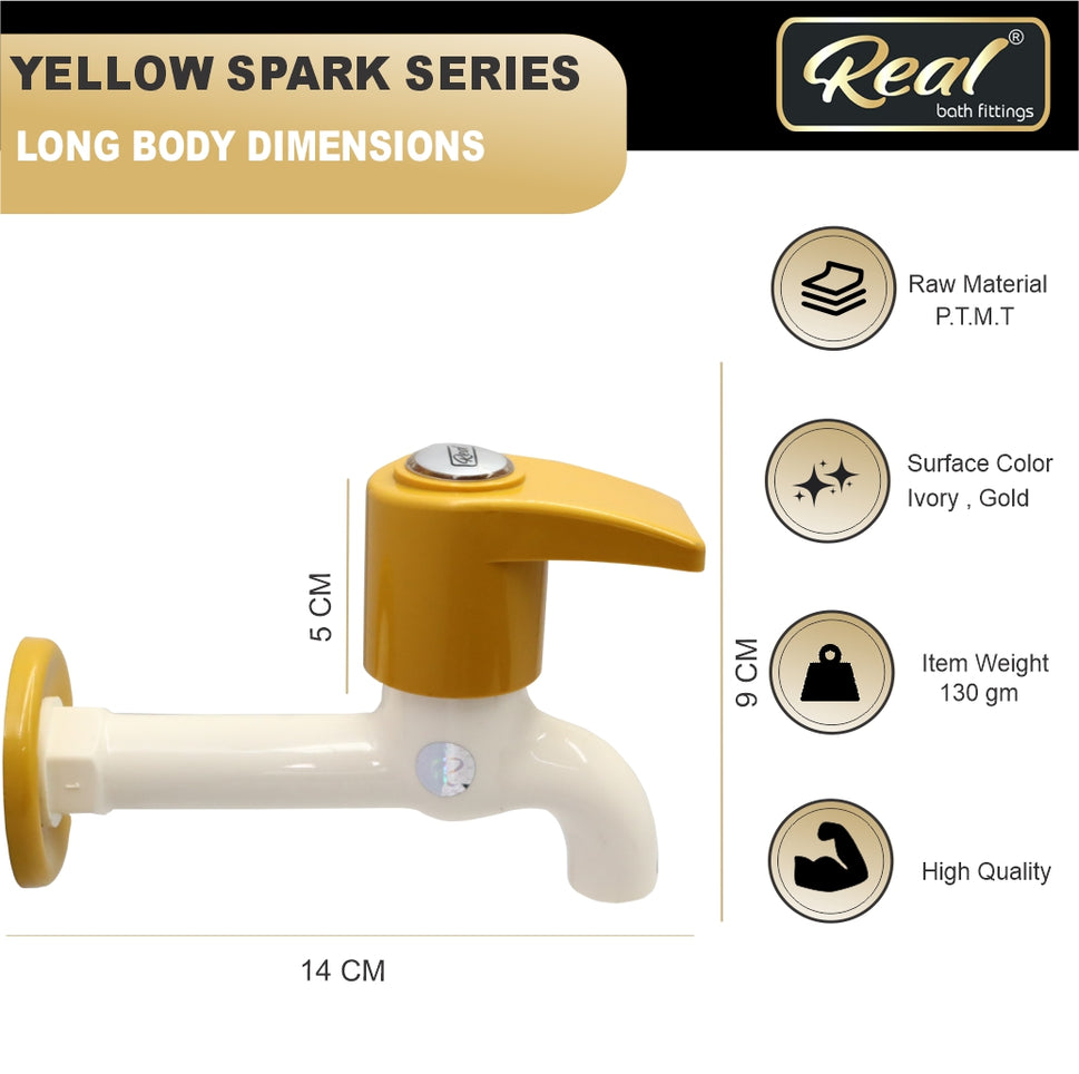 Real PTMT Long Body Bib Cock with Flange Spark Series