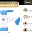 Real PTMT Single Lever Basin Mixer Tap with Flange Smart Square 45 Degree Angle