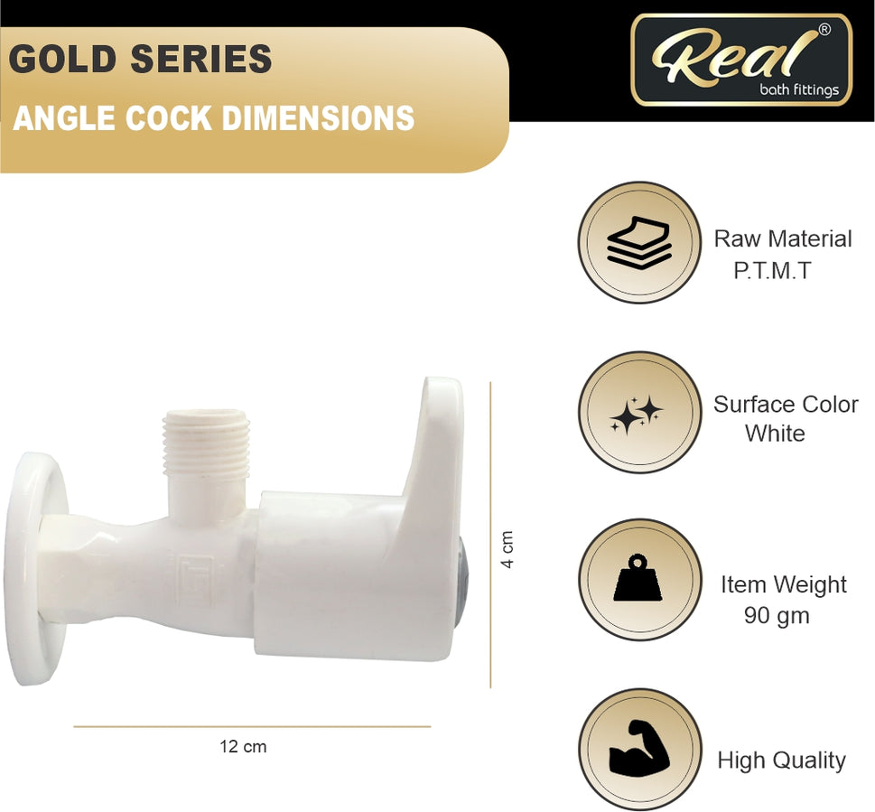 Real PTMT Angle Cock with Flange Gold Series